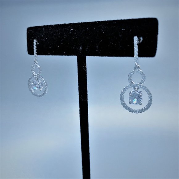 Brilliante Platinum Embraced 1.76 DEW Simulated Diamond Double Drop Earrings - Picture 7 of 11